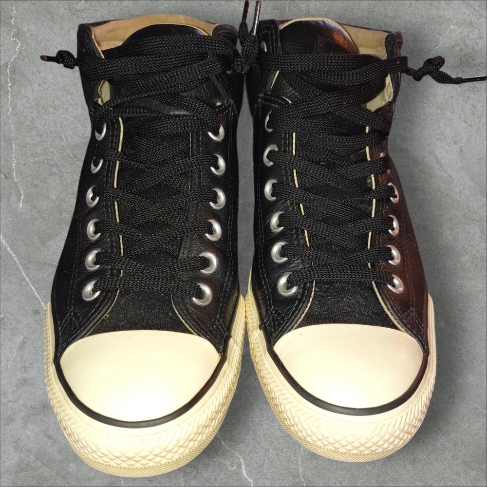 Black High-Top Sneakers with Cream Accents